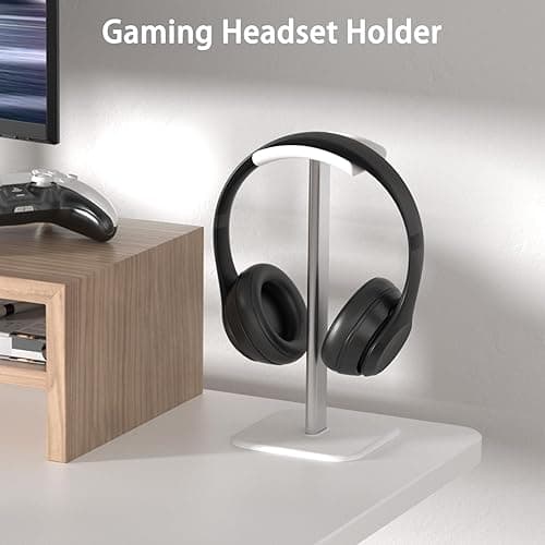 Ahonnpely Headphone Stand for Desk - Headset Stand with Aluminum Hanger and Plastic Headrest, Headphone Holder for AirPods Max, Sony, Bose, Beats and More (White) thumbnail 6