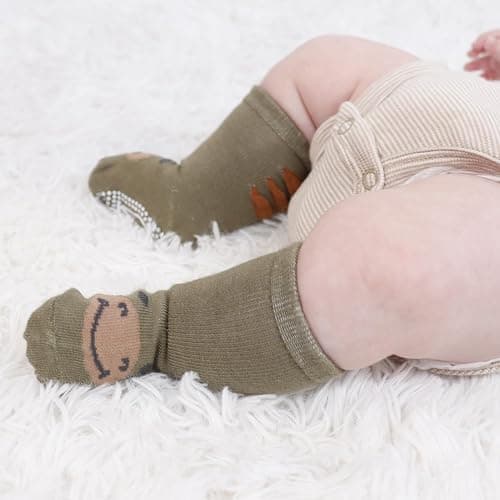 The Peanutshell Organic Baby Socks for 3-12, 12-24 Months Baby Unisex - Non-Slip Grip, Soft Cotton Baby Crew Socks - Neutral thumbnail 3