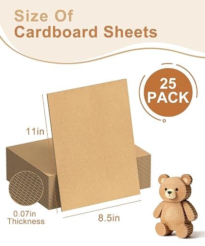 Magicheap 25 Pack Corrugated Cardboard Sheets, 8.5in x 11in | Thick Single Wall Flat Cardboard Paper Inserts for Shipping Mailing Packing DIY Crafts thumbnail 2
