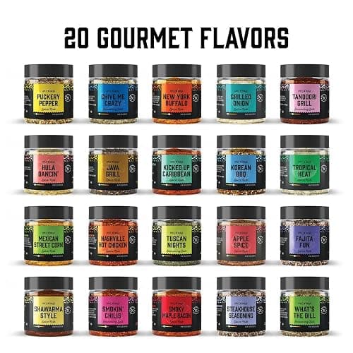 Grilling Spice Set Grill Seasoning Gifts, 20 Unique Spices and Seasonings Jars Gift Set, BBQ Gifts For Men, Dad, Husband, Father, Flavors Like Chili, Cajun, Garlic, Steak, Rub, Herbs, Blend and More thumbnail 4
