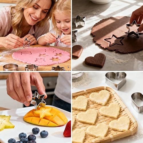 HIWRBDTI 30PCS Mini Cookie Cutters Shapes Set with Box for Kids, Small Stainless Steel Star Triangle Cookie Cutter Variety Pack, for Tiny Polymer Clay, Fruit thumbnail 3