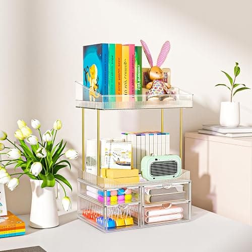 SNSLXH 4-Tier Clear Makeup Organizer Bathroom Storage | 4 Drawers Cosmetics Organiser, Ideal for Countertop, Bathroom, Office, Dresser, for Cosmetics, Skincare, Perfume, Lipstick thumbnail 5
