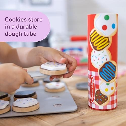 Melissa & Doug Slice and Bake Cookies Wooden Play Food Set with Toppings Pretend Cookies and Baking Sheet, Wooden Play Food Set, Toy Baking for Kids Ages 3+ thumbnail 7