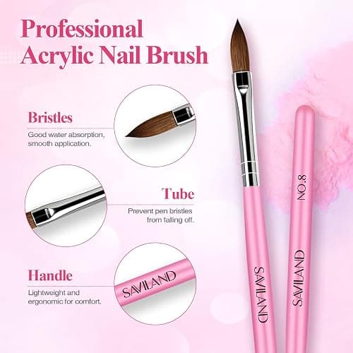 Saviland Acrylic Nail Kit – 61 in 1 Nail Kit Set Full Acrylic Powder Set with Everything Nail Supplies Acrylic Nail Liquid Nails Tips & Glue for Beginners Nail Extension French Manicure Home DIY thumbnail 4