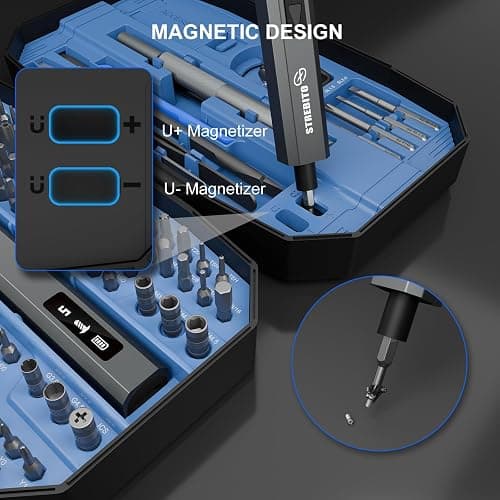 STREBITO 155 in 1 Electric Screwdriver Set, Small Electric Screwdriver Cordless with 140 S2 Magnetic Bits, Electronic Power Screwdriver Repair Tool Kit for RC, Computer, Pc Building, Laptop（Upgraded） thumbnail 6