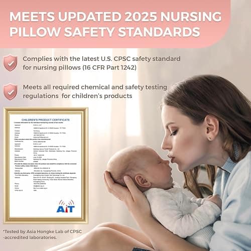 PILLANI Nursing Pillow for Breastfeeding, Breastfeeding Pillows for Mom Support & Baby Comfort, Removable Cotton Cover, w/Adjustable Waist Strap, Newborn Essentials Must Haves, Baby Registry Search thumbnail 4
