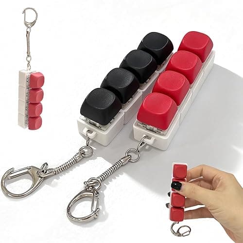 2 Pack Leather Feel Keyboard Fidget Toy – Crisp Sound,Stress Relief Fidget Clicker Keychain,Satisfying Quiet Anxiety Toys for Stress & Focus at Work, Office Desk (2PC 4IN1) - Image 1