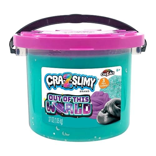 CRA-Z-Slimy Out of This World Slime - 37oz Bucket, 3 Different Slime Types: Fluffy, Metallic & Confetti - Image 1