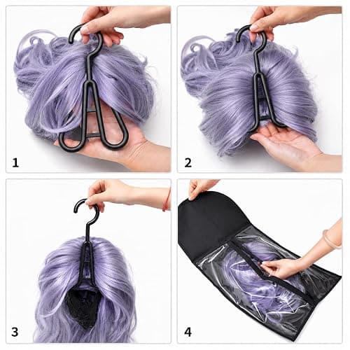 Hadwoer 4-Pack Hair Extension Holder - Wig Storage Bags with Hanger for Multiple Wigs, Dust-proof, Ideal for Hair Extensions & Accessories thumbnail 5
