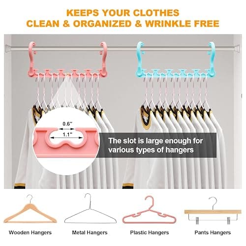 12-Pack-Closet-Organizers-and-Storage,Clothes-Organizer-Hangers for Heavy Clothes Sturdy Home Closet Organization and Storage,College-Dorm-Room-Essentials for Girls,Cloth-Storages-Space-Saving-Hangers thumbnail 7