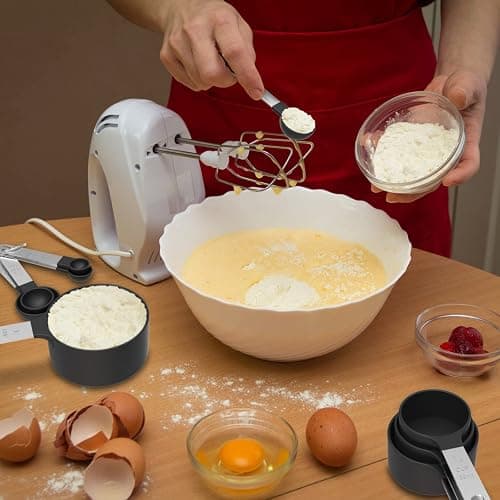 TILUCK Measuring Cups & Spoons Set, Stackable Cups and Spoons, Nesting Measure Cups with Stainless Steel Handle, Kitchen Gadgets for Cooking & Baking (Gray) - Gray thumbnail 8
