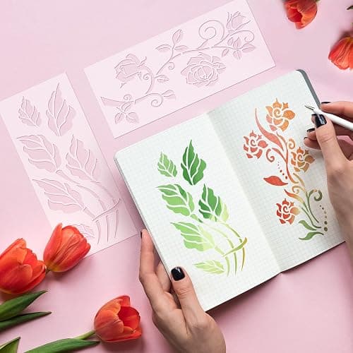 10 Pieces Leaf Floral Painting Stencils Botanical Leaves Reusable DIY Crafts Drawing Templates Stencils for Painting on Wood Wall Canvas Card Home Decor thumbnail 4