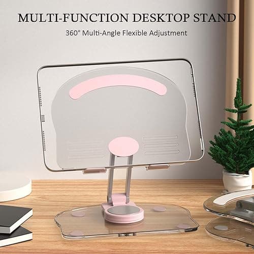 XIYIASUN 360 Degree Rotating Mobile Tablet Stand, Adjustable Tablet Holder-Adjustable Foldable Desktop Table Holder Base,Multi-Angle, Non-Slip Silicone Base,Portable iPad Stand for Desk thumbnail 2
