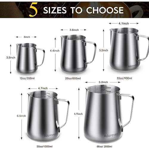 Milk Frothing Pitcher, 8.5oz/12oz/20oz/32oz/50oz/66oz Milk Frother Cup Stainless Steel, Espresso Accessories, Milk Steaming Pitchers Coffee Cappuccino Latte Art Barista Milk Jug Cup with Art Pen,12oz thumbnail 2