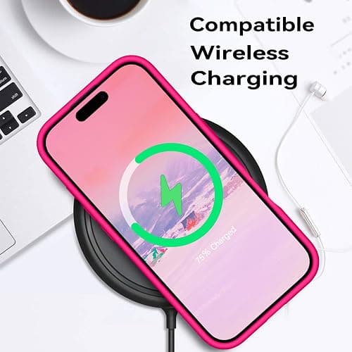 GUAGUA Magnetic for iPhone 17 Pro Case,[Compatible with MagSafe][Military-Grade Drop Protection] Liquid Silicone Soft Slim Microfiber Lining Cushion Phone Case for iPhone 17 Pro 6.3", Hot Pink thumbnail 5