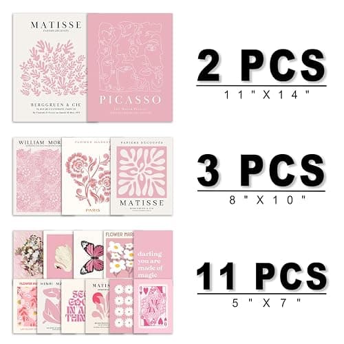 ANERZA 16 PCS Pink Wall Art Decor, Matisse Gallery Wall Prints for Bedroom, Light Pink Posters for Room Aesthetic, Collage Kit Pictures for Living Room, Teen Girls Dorm Home Artwork thumbnail 3