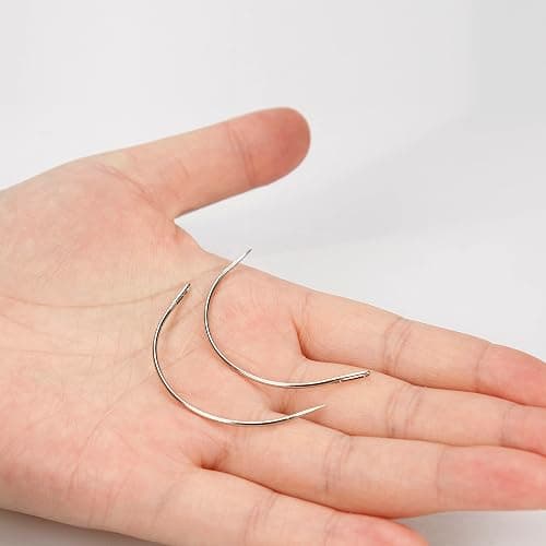 Lusecarl Needle and Thread for Hair Extensions 3 Rolls Hair Weave Sewing Threads with 10 Pcs C J I Shape Curved Upholstery Needles for Hand Sewing, Hair Extensions, Making Wigs DIY (10+3, Black) thumbnail 7