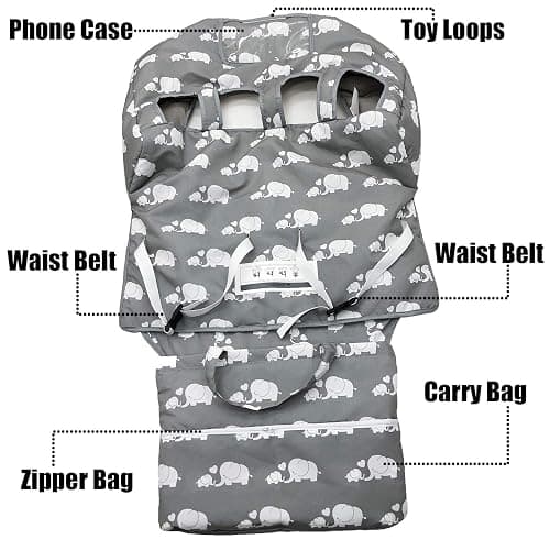Twin Double Shopping Cart Cover for Baby Siblings with Carrying Case. Foldable Fit Wholesale Warehouse Grocery Stores Like Costco SAMS Club (White Elephant) thumbnail 6