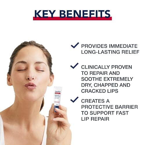 Aquaphor Lip Repair Lip Ointment for Extremely Dry, Chapped and Cracked Lips, Formulated with Panthenol and Vitamins C and E, Fragrance Free, Non Comedogenic Lip Balm, 10mL thumbnail 8