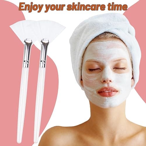 20 Pieces Fan Brushes Facial Applicator Brush Soft Makeup Mask Acid Applicator Brush Esthetician Cosmetic Brush for Mud Cream, Makeup Peel (White) thumbnail 5