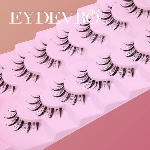False Eyelashes Wispy Manga Lashes Natural Look Japanese Anime Lashes Manhua Effect Look Like Individual Clusters Spiky Cosplay Eyelashes with Clear Band 7 Pairs Pack by EYDEVRO thumbnail 4