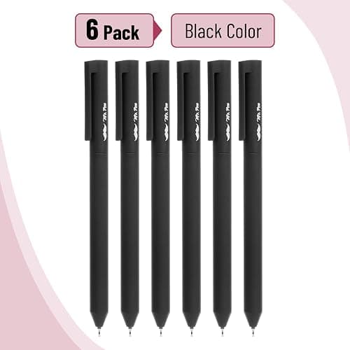 Mr. Pen- Retractable Gel Pens, 6 Pack, Black Ink, Black Barrel Gel Pens, Gel Pen Fine Point thumbnail 3
