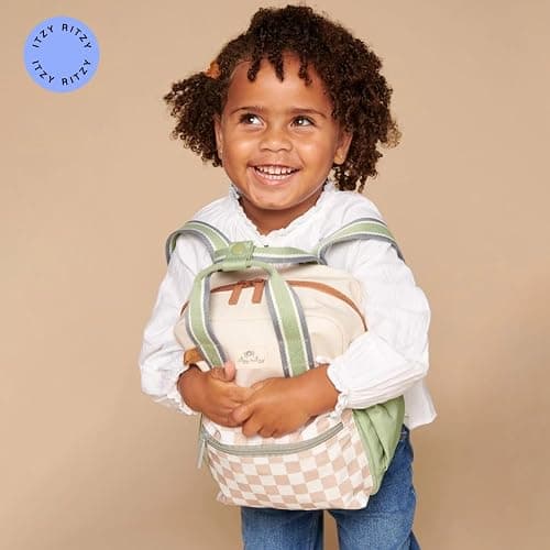 Itzy Ritzy Toddler Backpack - Daycare Bag - Features Adjustable Shoulder Straps, 2 Side Pockets & Spacious Interior with Wipeable Fabric Lining & Name Label, Checkerboard Backpack - Checkerboard - Small thumbnail 2