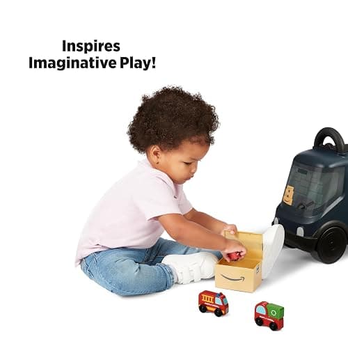 Amazon Delivery Van Ride On Toy for Kids, Blue Toddler Ride on Toy for Ages 2+, Amazon Exclusive thumbnail 5