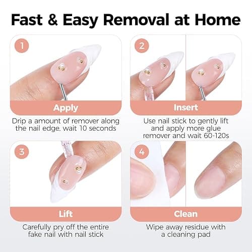 UNA GELLA Nail Glue Remover for Press on Nails，20ml Pinpoint Non-Acetone Gel Nail Glue Remover for Nails Tips，Gentle GLUE Remover with Upgraded Stick Easy Removal DIY Manicure Supply thumbnail 7