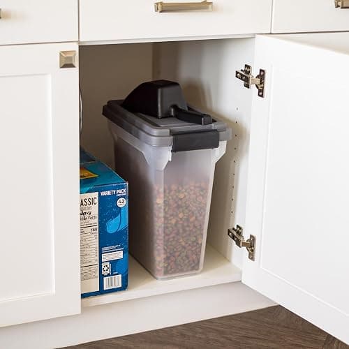 IRIS USA Dog Food Storage Container, Airtight Lid, 2-Cup Scoop, Up to 13 Pounds Pet Food Storage, Versatile Pet Food Bin, Treats, BPA Free, Dark Gray thumbnail 2