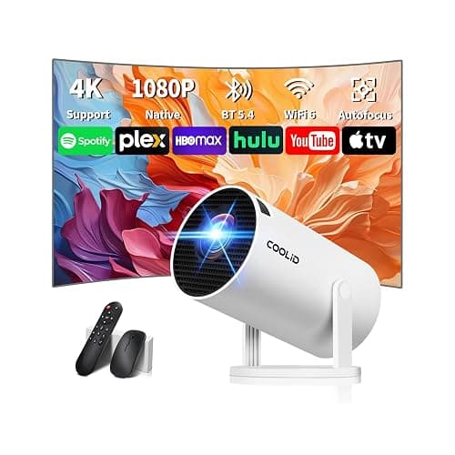 Mini Beamer 4K Full HD 1080P Mit 5G WiFi 6 und Bluetooth 5.4 2026 Neuer Tragbarer Projektor mit Automatische Trapezialkorrektur 270 ° Drehung Tv Stick/USB/Laptop/PC,mit Maus und Fernbedienung Weiß - Image 1