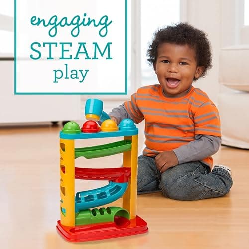 Infantino Bop & Drop Ball Tower - STEAM Educational Play, Hand-Eye Coordination Skills, and Cause and Effect Play for Babies & Toddlers, 12M+ thumbnail 4
