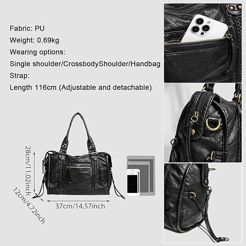 Leather Tote Bags for Women Hobo Bag Y2K Purse Ladies Handbag City Bags with Adjustable Strap Suitable Multi Pocket Side Messenger Bag for school work and travel thumbnail 3