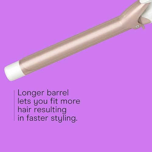 Conair Double Ceramic Long Barrel 1-Inch Curling Iron, Extra-Long Barrel Creates Classic Curls to Loose Waves, Hair Curler for Use on Most Hair Lengths, White/Rose Gold thumbnail 3