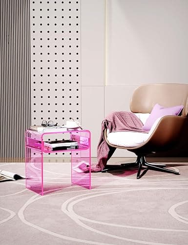 solaround Table d'appoint en Acrylique, Transparent, pour Salon, Chambre, Table de Chevet, 40 x 30 x 50 cm (Rose) thumbnail 10