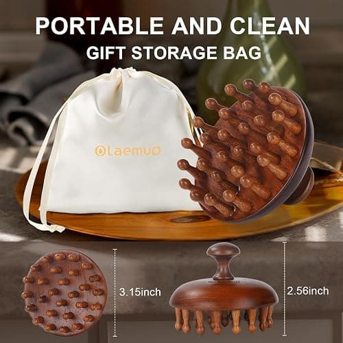 Olaemuo Wooden Scalp Massager for Hair Growth｜Full Body Massage Tool | Curved Design | Natrual Scalp Brush｜Gua Sha｜Head Massager with Travel Pouch thumbnail 7
