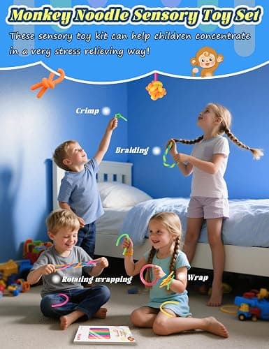 10 Pack Sensory Autism Toys for Kids – Gift Box Upgraded Extra-Thick Stretchy Sensory Strings for School Classroom Rewards Back to School Birthday Party Favors (Smooth) thumbnail 9