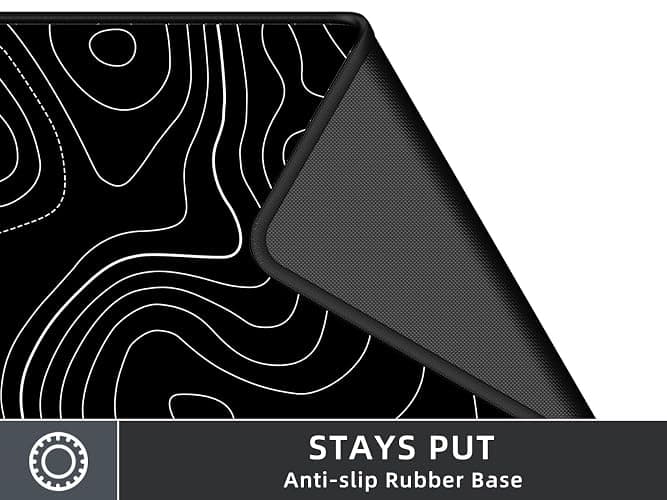 Rinaze Extra Large Gaming Mouse Pad with Black Topographic, XXL Mousepad, Big Mouse Mat Desk Pad, Non Slip Keyboard Pad for Gaming Computer Laptop PC Office Desk Accessories thumbnail 2