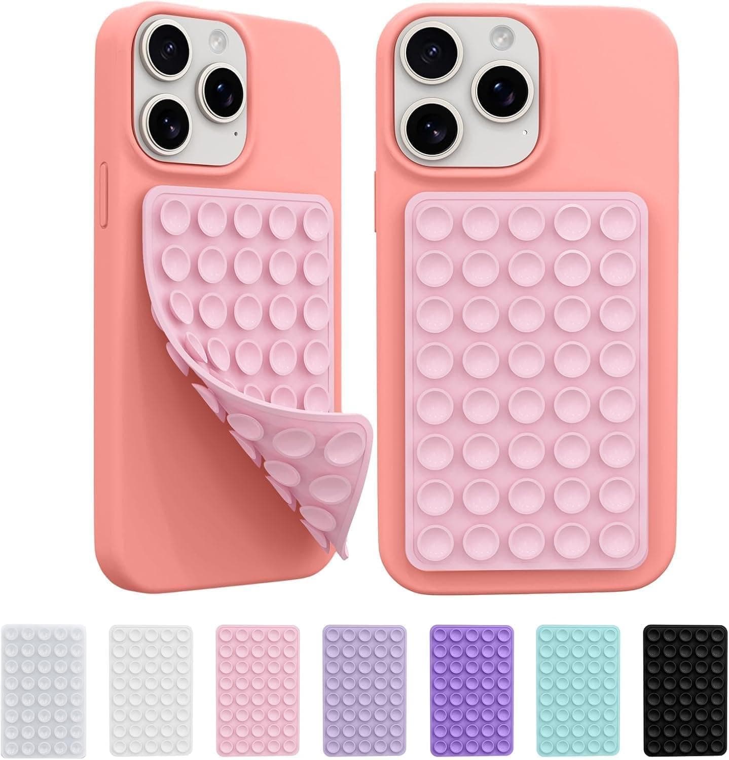 Silicone Octo Cup Buddy Sticky Grip Holder for Cellphone, Silicone Suction Phone Case Mount Double Sided, Hands-Free Phone Accessories Strong Grip Holder for Selfie and Video (Light Pink-2 Pack - Image 1