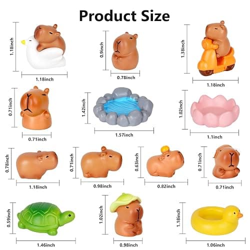 BASSION Mini Capybara Figurines, 13 Pack Miniature Cute Capybara Resin Animals for Fairy Garden Bonsai Miniature Landscape Desktop Dollhouse thumbnail 3