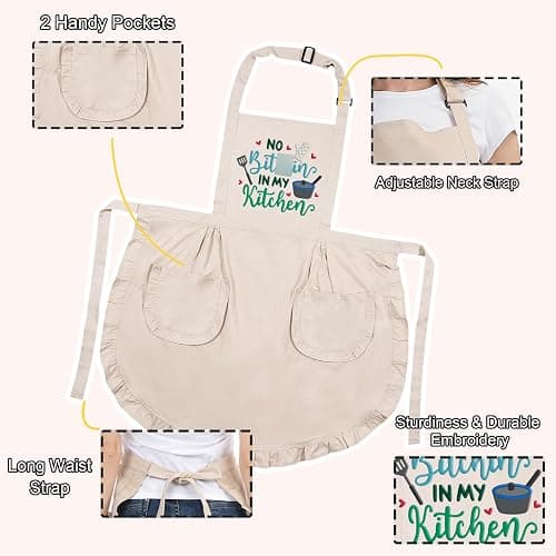 Fairy's Gift Funny Cooking Aprons for Women, Cute Embroidered Womens Kitchen Apron w/Pockets for Cooking Baking - Thanksgiving Christmas Bday Baking Gifts for Mom Wife Grandma Baker Daughter Chef Her thumbnail 2