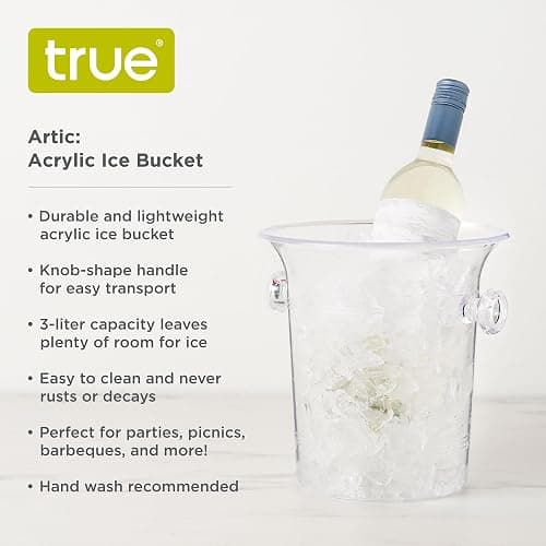 True Clear Acrylic Ice Bucket with Handles, 3-Liter Capacity, Durable Wine and Champagne Bucket, Perfect Ice Buckets for Parties, BBQs, Weddings, Picnics, Holidays, Outdoors, 8.75" x 8.25", Set of 1 thumbnail 4