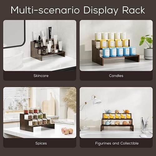 ProCase Wooden Cologne Organizer for Men, 3 Tier Perfume Organizer, Mens Cologne Stand Holder Storage, Display Riser Shelf Rack for Fragrances Candles Cosmetics Cupcake Figure Spice -Black thumbnail 5