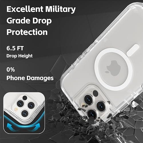 Follaroma for iPhone 16 Pro Max Case, Compatible with MagSafe, Heavy Duty Shockproof Protection Phone Cases, Anti-Drop, Dual Layer Transparent Magnetic Phone Case for iPhone 16 Pro Max, 6.9", Clear thumbnail 4