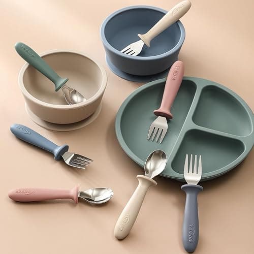 6 Pieces Toddler Utensils, Kids Safe Spoons and Forks, Children Silverware Set with Silicone Handle, 18/8 Stainless Steel, Food-grade Silicone，BPA Free - Dishwasher Safe thumbnail 7