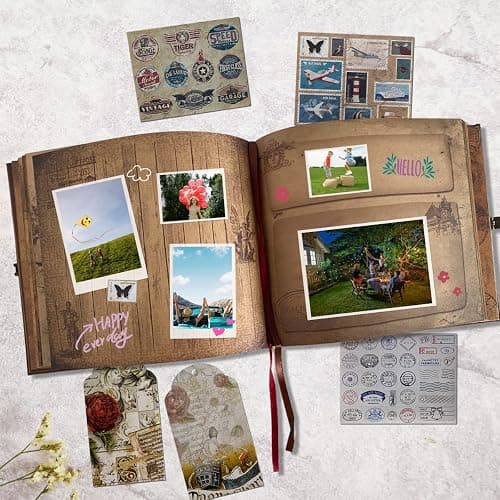 Our Adventure Book Travel Diary Photo Book, Scrapbook, Photo Album - Retro Vintage Souvenirs, DIY Guestbook for Anniversary, Wedding, Travel Writing, Baby & Friend Gifts, Heartfelt Present (Ball) thumbnail 2