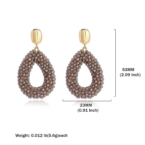 Boho Ohrringe hängend für Damen,Tropfenförmige Reisperlen Leichte Ohrringe Eleganter Hingucker für Frauen Modischer Schmuck thumbnail 2