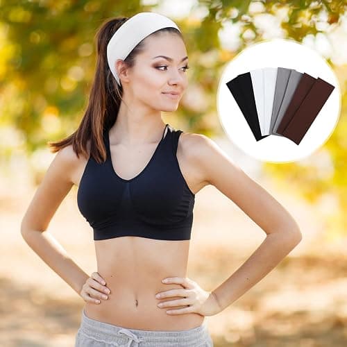 Fishinsea 8 Pack Sport Headbands for Women, Elastic Soft Fabric Non-Slip Hair Bands Hair Warp for Daily Workout Yoga Running Sports, Combo 11 thumbnail 6