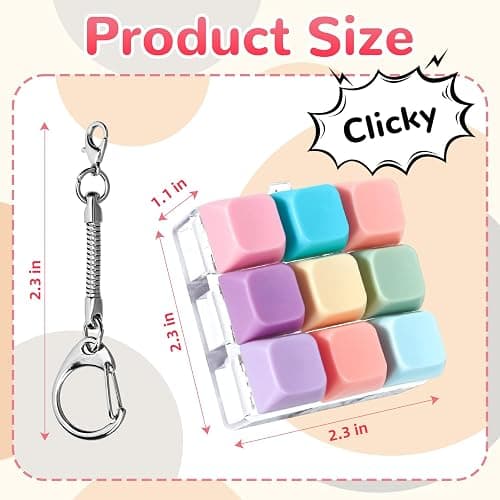 Keyboard Fidget Toy, Keyboard Clicker Keychain, Anxiety & Stress Reliever Autism Toy, Push Bubble Sensory Fidget Toys for Kids Adults to Relief Pass Time thumbnail 3