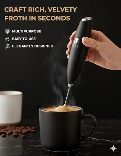 Bean Envy Milk Frother, Coffee Stirrers, Frother Wand, Milk Frother Handheld, Frother with stand, Hand Blender for Coffee, Lattes, Cappuccino, Matcha and Hot Chocolate – Kitchen Gifts - Black thumbnail 2